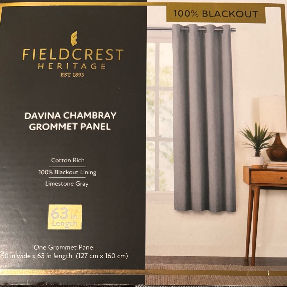 Fieldcrest Davina Chambray Grommet Panel - Limestone Gray